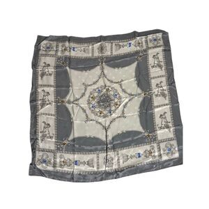Renato Balestra 100% Silk Printed Scarf Gray Off-white OS